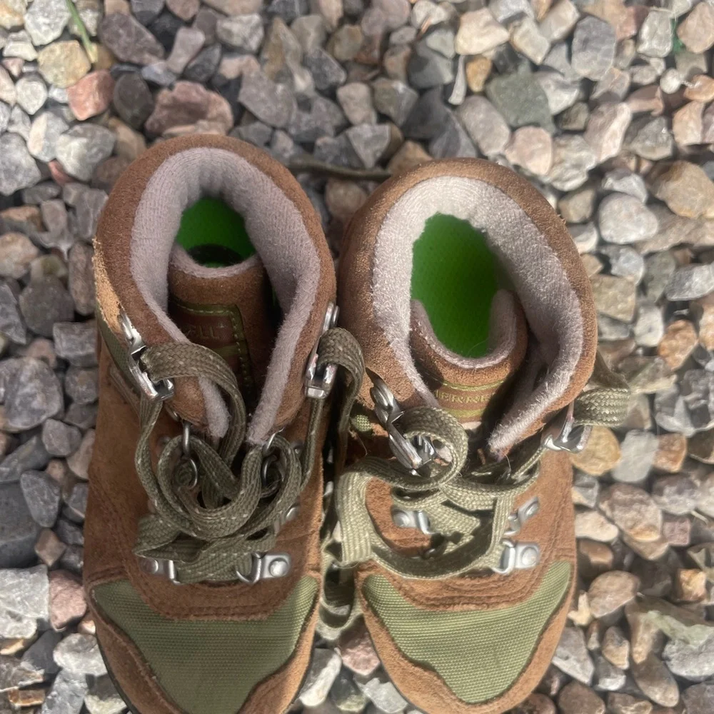 Merrell Kids Brown & Olive Green Hiking Boots